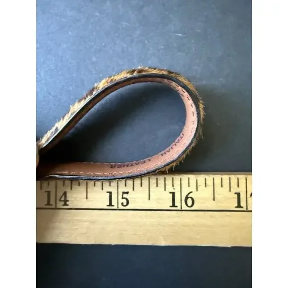 Vintage Terry Stack Italian Leather Pony Hair Belt Size L Brown Animal Print - Picture 6 of 7